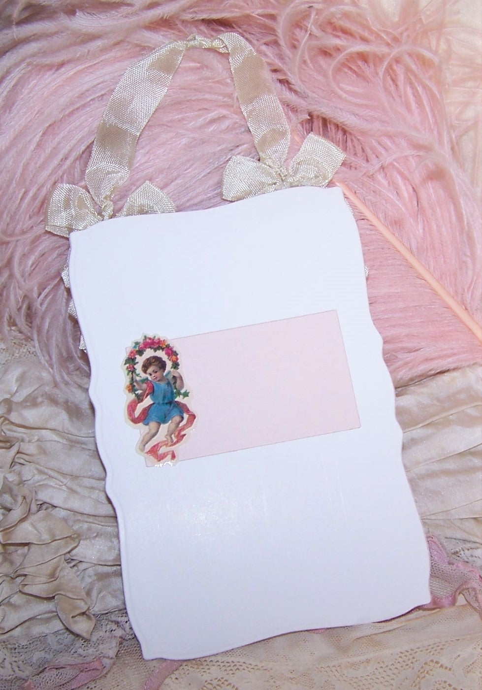 Upcycled Mixed Media Postcard Ornament - Happy Birthday