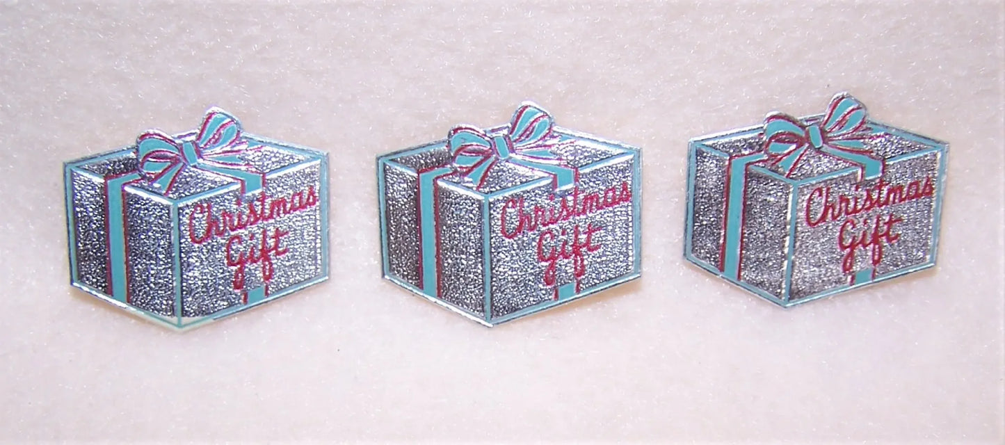 Art Deco Set/10 Gummed Silver Foil Christmas Package Stickers