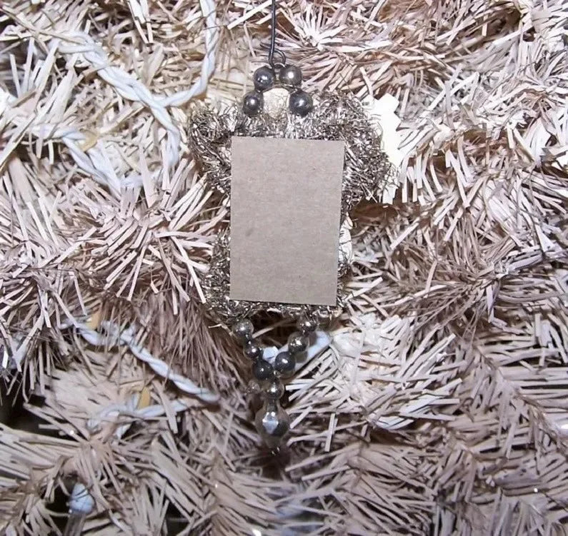 Victorian Revival Mercury Glass Bead & Tinsel Christmas Ornament - Couple Singing a Song