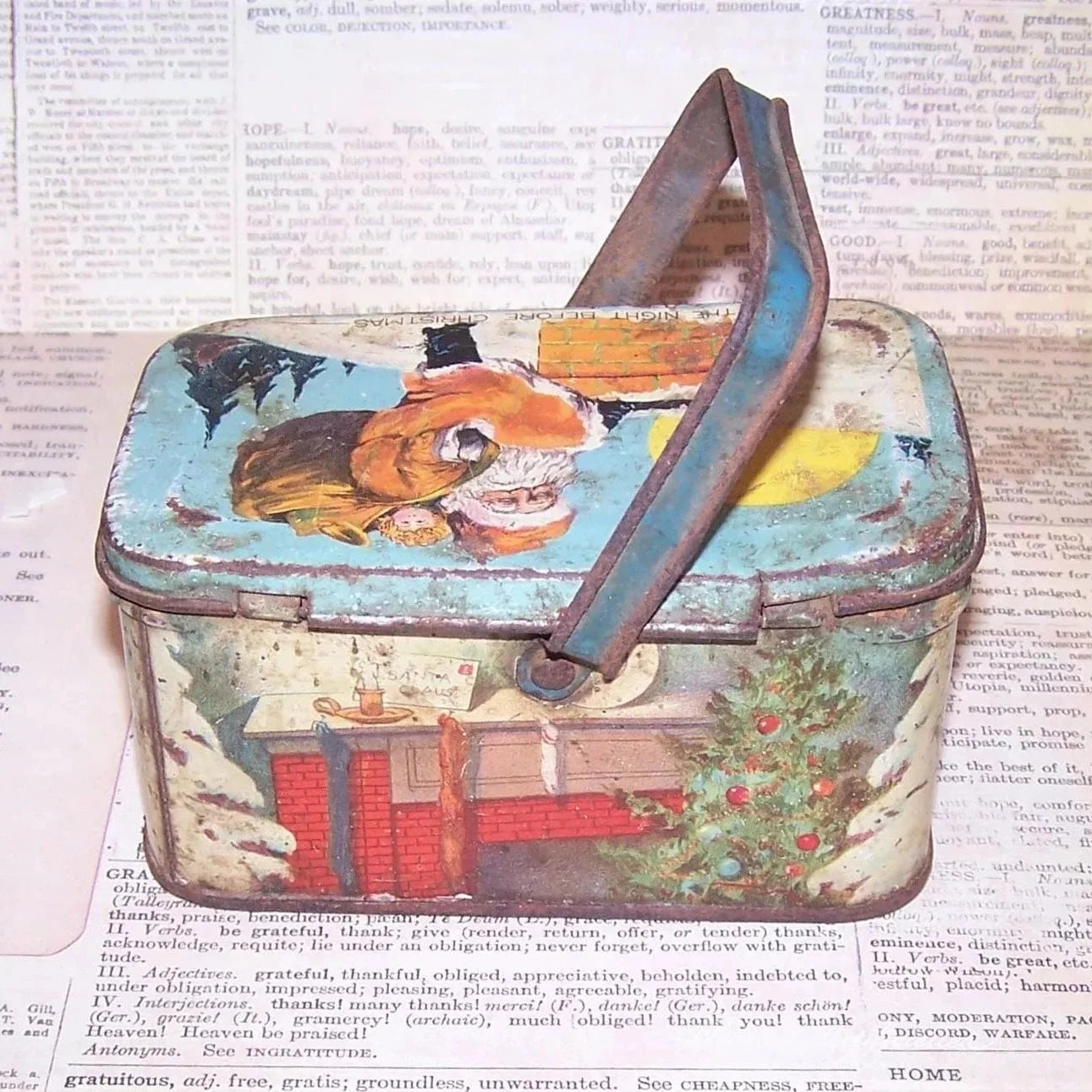Vintage Tindeco Night Before Christmas Tin Box Candy Container