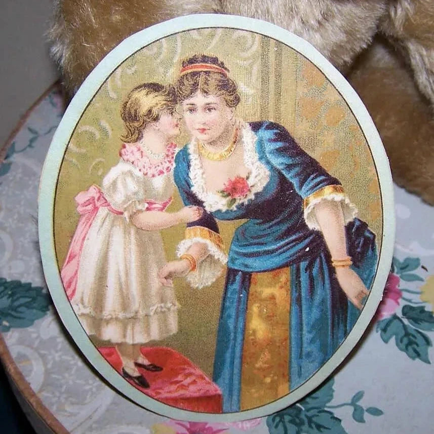 Antique Victorian Chromo Label or Print - Mother and Daughter
