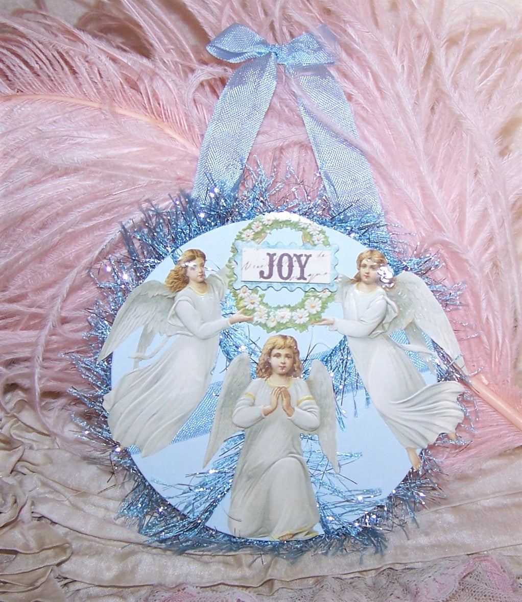 Mixed Media Gift Card or Package Decoration / Angel Ornament - JOY