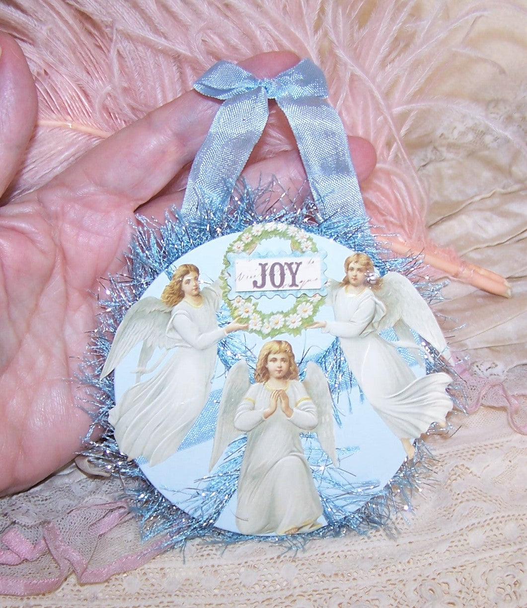 Mixed Media Gift Card or Package Decoration / Angel Ornament - JOY