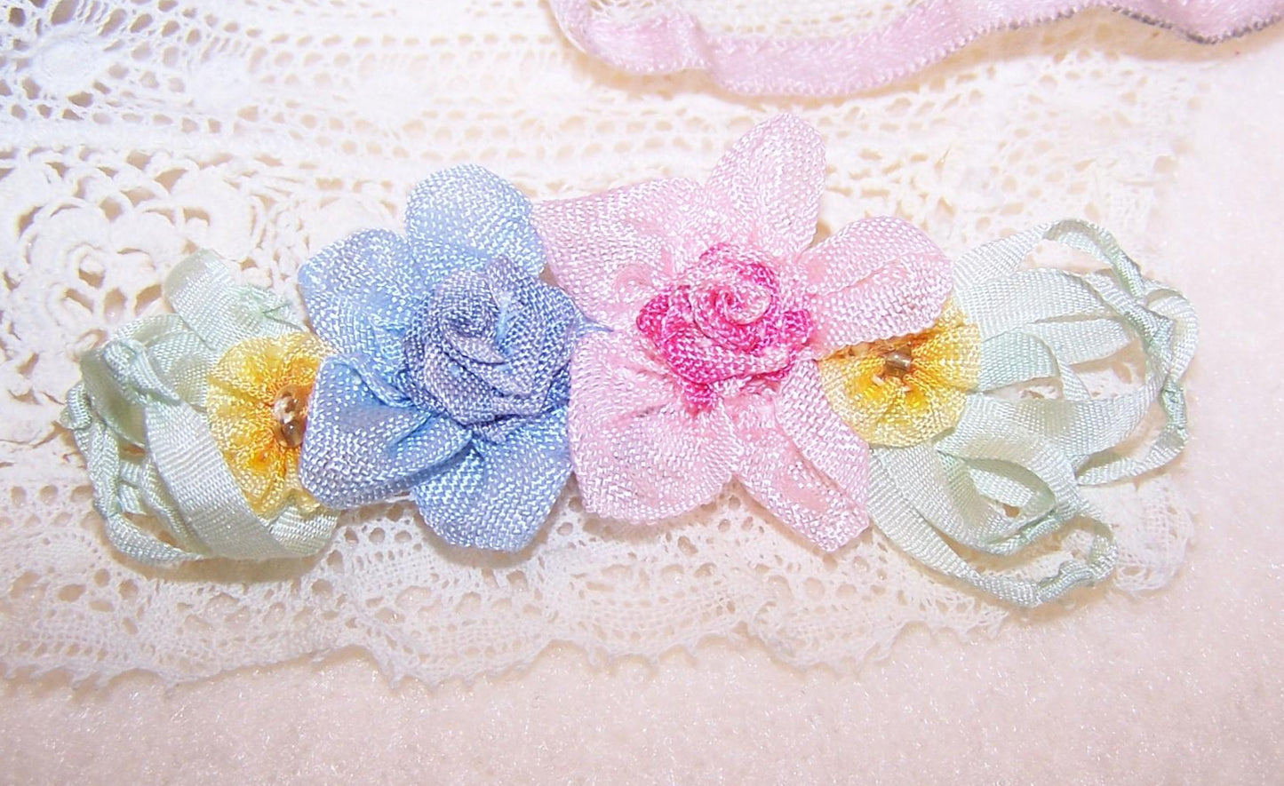 Revival French Ribbonwork Spray - Pink Blue Yellow and Mint Green