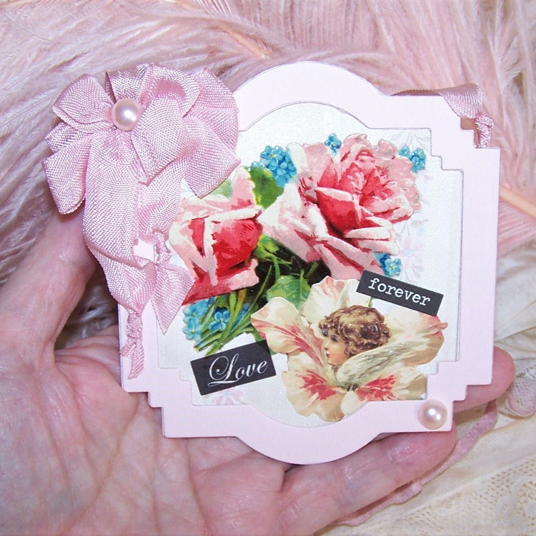 Mixed Media Gift Card or Package Decoration | Angel Ornament - LOVE FOREVER