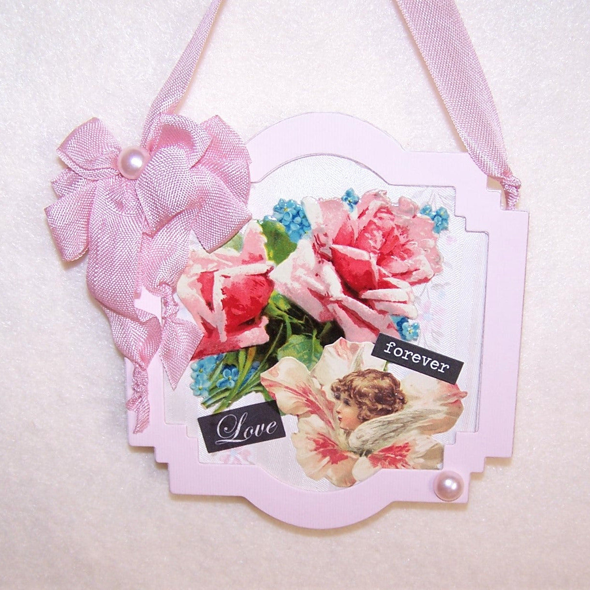 Mixed Media Gift Card or Package Decoration | Angel Ornament - LOVE FOREVER