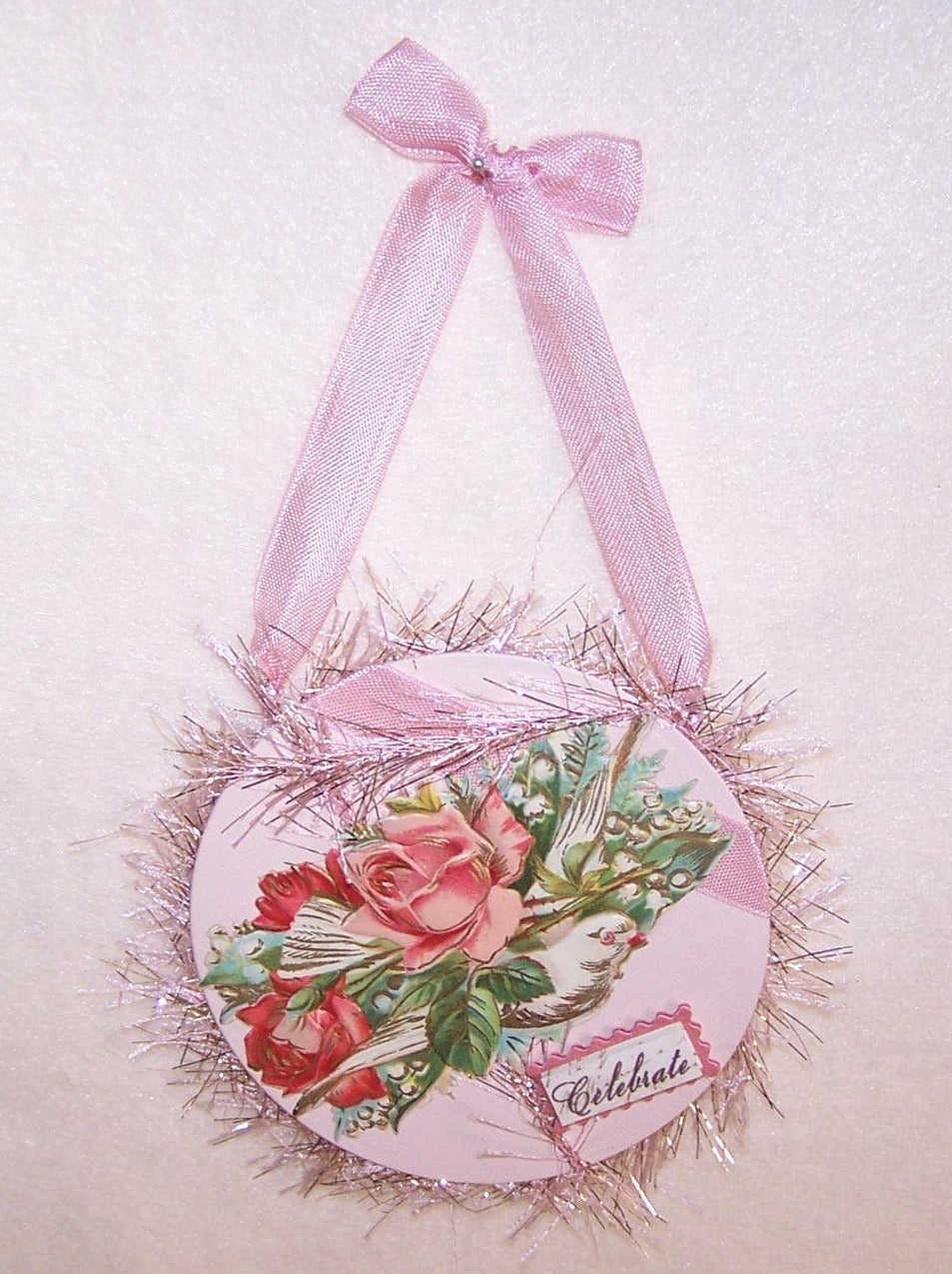 Mixed Media Gift Card or Package Decoration / Dove Ornament - Celebrate