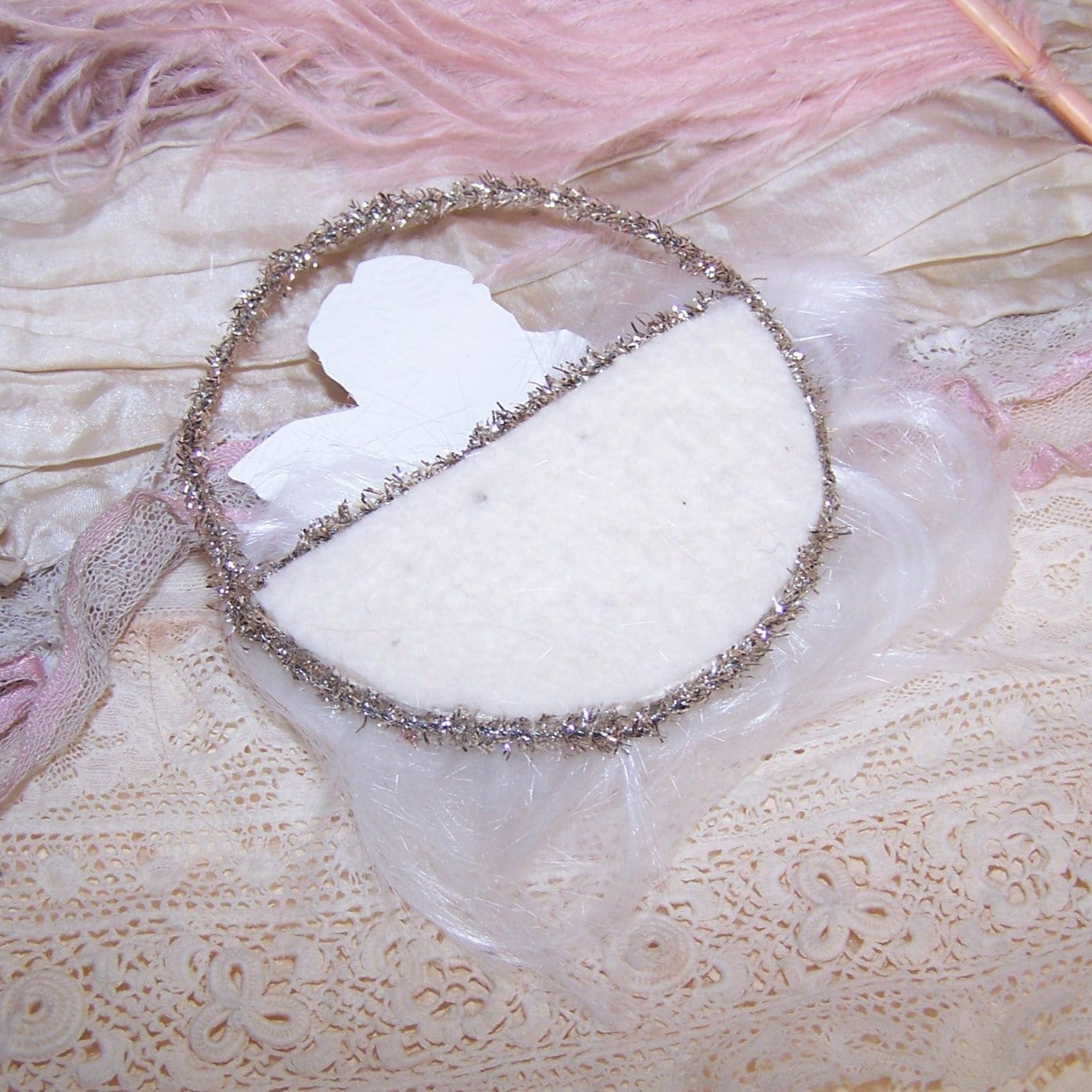 Victorian Revival Spun Glass Ornament - Cupid Watching from a Cloud