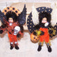 Chenille Halloween Ornament - Black & Orange Angel Carrying Skull
