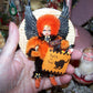 Chenille Halloween Ornament - Black/Orange Girl Trick or Treater