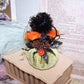 Vintage Look Mixed Media Halloween Ornament - Little Girl on Velvet Pumpkin