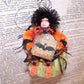 Vintage Look Mixed Media Halloween Ornament - Little Girl on Velvet Pumpkin