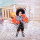 Vintage Look Mixed Media Halloween Ornament - Silver Angel Trick or Treater