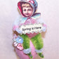 Handcrafted Chenille Ornament | Victorian Girl on Pink Egg - SPRING IS HERE