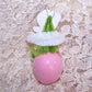 Handcrafted Chenille Ornament | Victorian Girl on Pink Egg - SPRING IS HERE