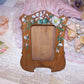 Antique Nice, France Olive Wood Picture Frame - Painted Violets and Daisies
