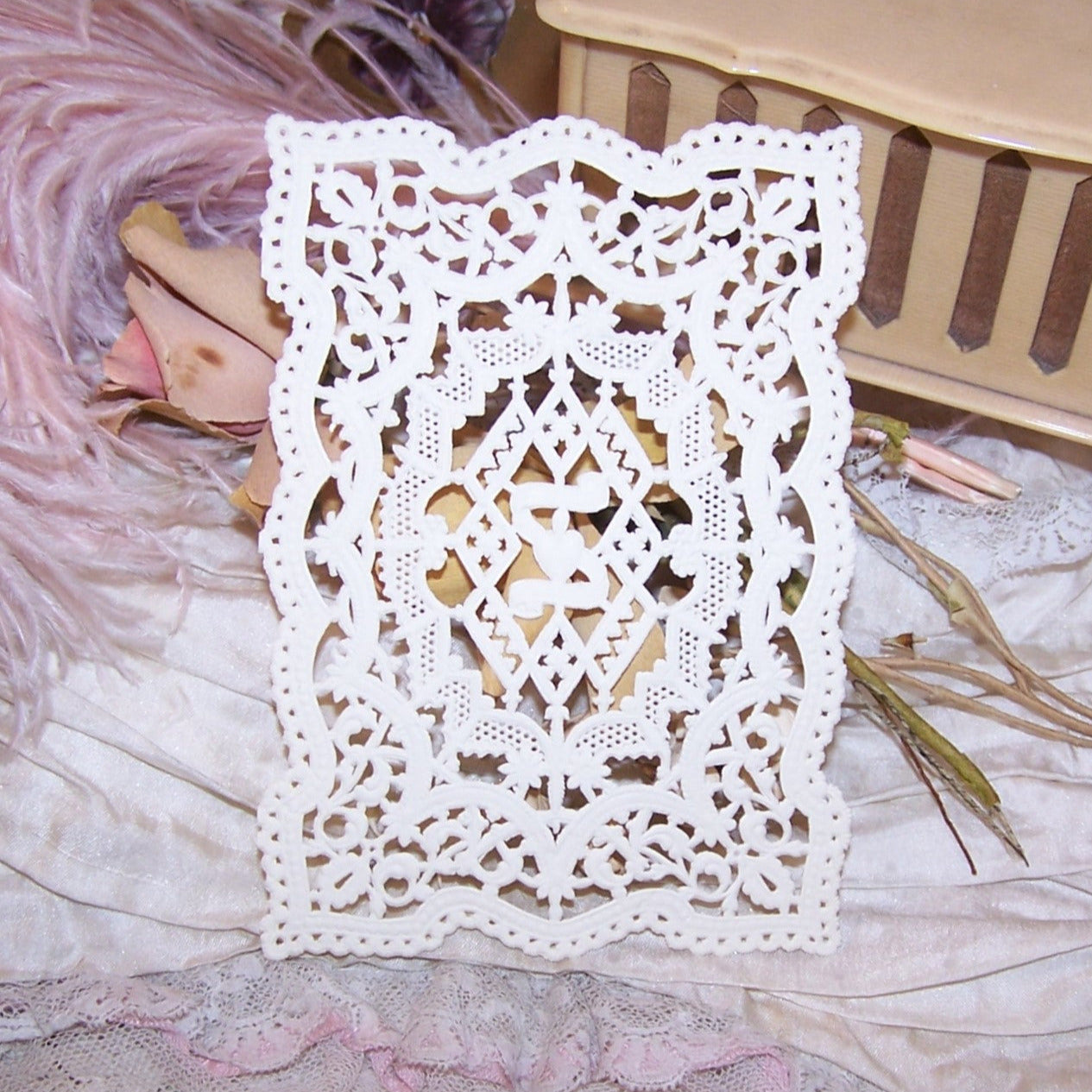 Genuine Antique Victorian Paper Lace - Intricate Design with Heart Center