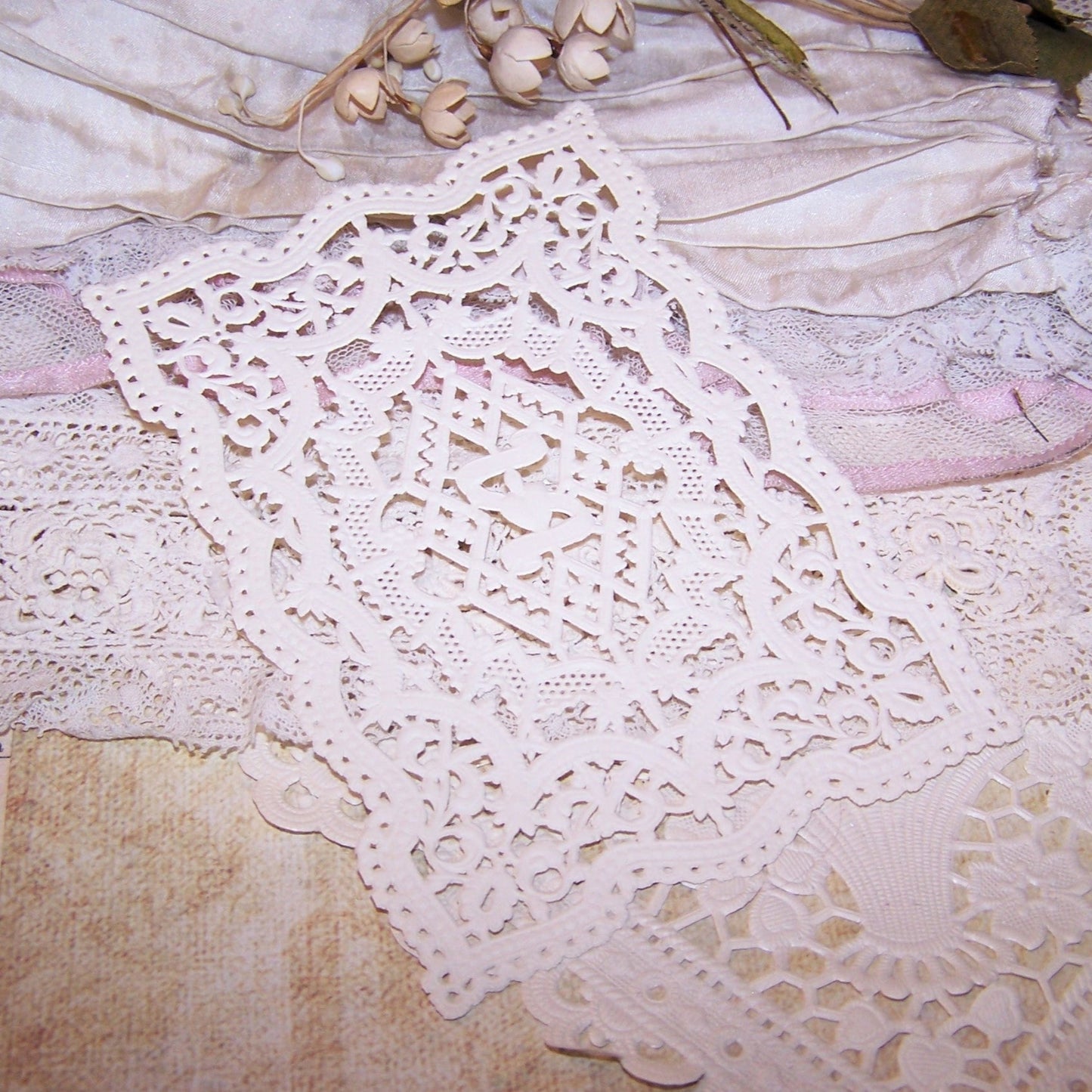 Genuine Antique Victorian Paper Lace - Intricate Design with Heart Center