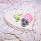 Antique French Ribbonwork - Pink/Blue/Cream Floral Applique with Beads