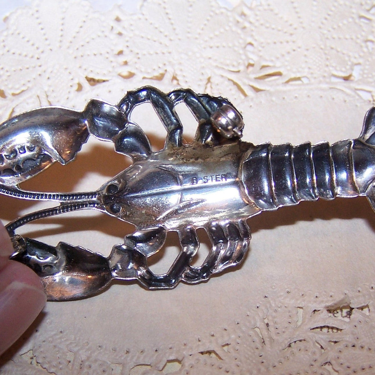 Vintage BEAU Sterling Silver Lobster Pin Brooch