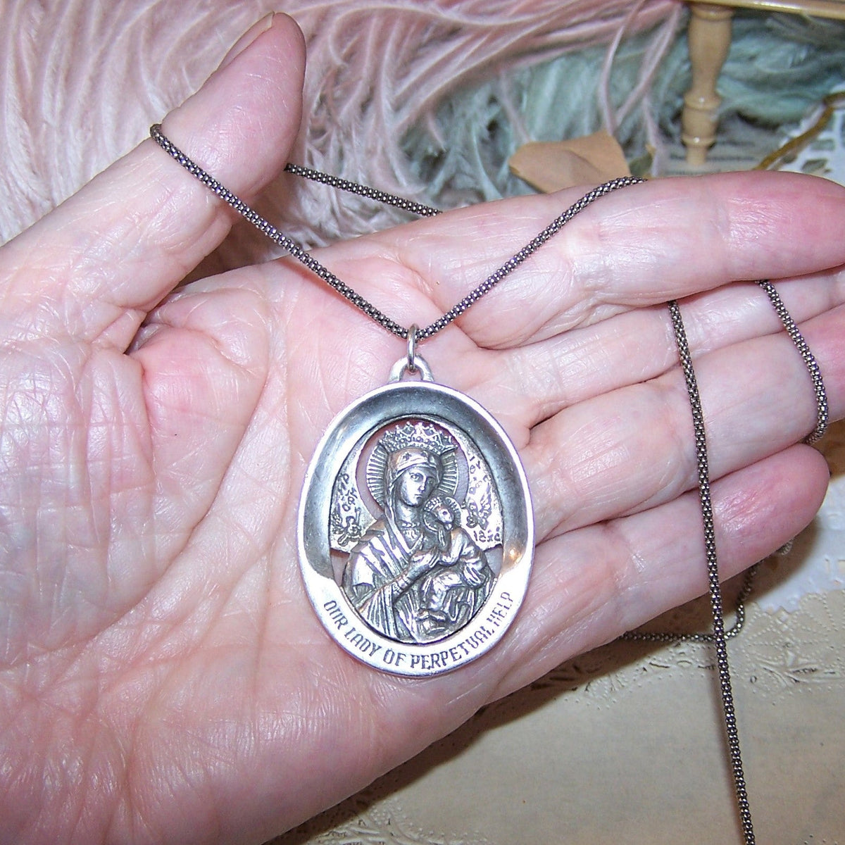 WESTON Sterling Silver Religious Medal/Pendant - Our Lady of Perpetual Help