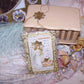 A Mixed Material Guardian Angel Gift Card or Ornament! For a Baby Shower, Easter or Christmas, the decoration depicts an Angel praying over the Baby Jesus. 
