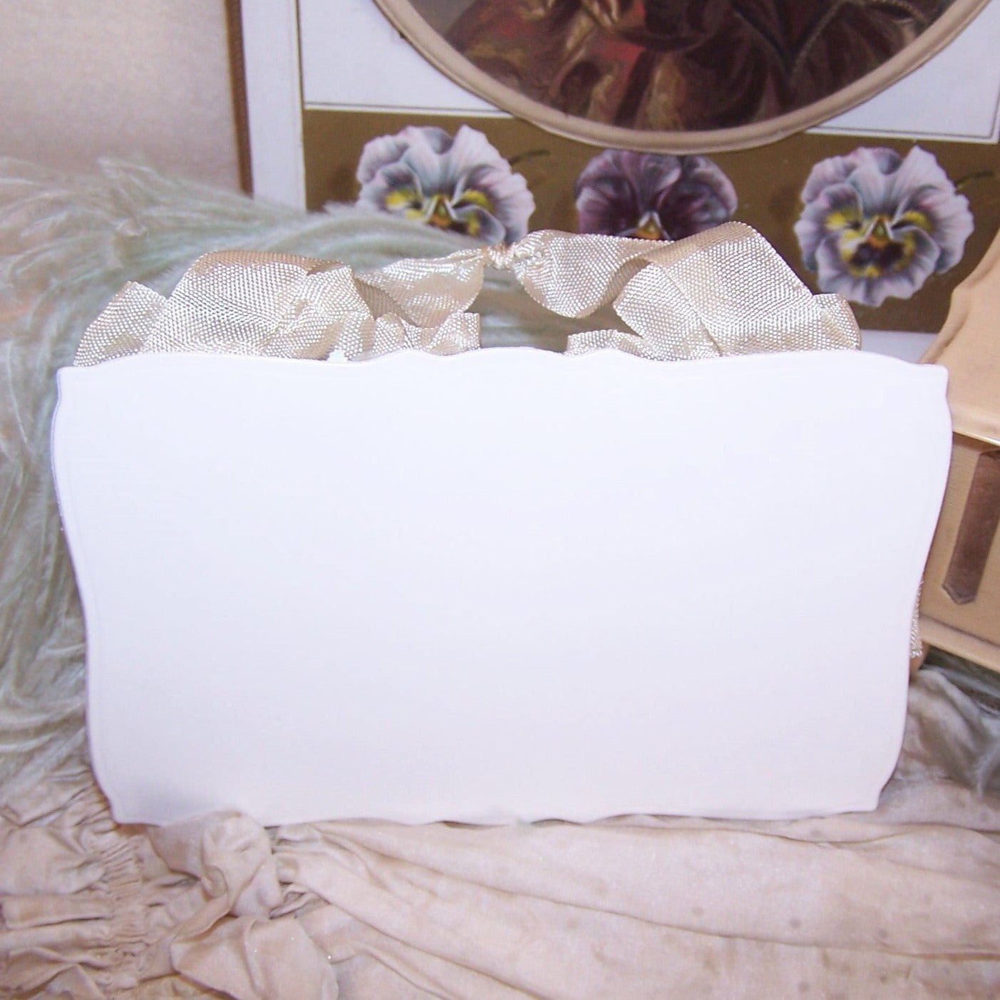 Upcycled Mixed Media Postcard - Pair of Angels & Pansies | SIMPLY DIVINE