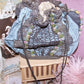 Fabric Silk Purse with Antique French Ribbonwork Trim | Mirror Base