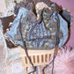 Fabric Silk Purse with Antique French Ribbonwork Trim | Mirror Base