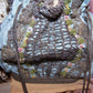 Fabric Silk Purse with Antique French Ribbonwork Trim | Mirror Base