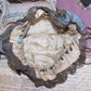 Fabric Silk Purse with Antique French Ribbonwork Trim | Mirror Base