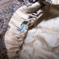 Fabric Silk Purse with Antique French Ribbonwork Trim | Mirror Base