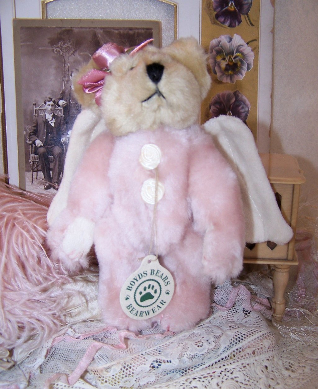 Boyds Bears 6" Pink/Tan Plush Angel Bear - Mint with Tags