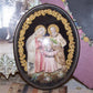 Antique French Religious Reliquary - Holy Family under Glass