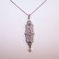 Antique Art Deco 14K Gold Diamond Zircon/Sapphire Lavaliere Pendant