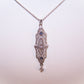 Antique Art Deco 14K Gold Diamond Zircon/Sapphire Lavaliere Pendant