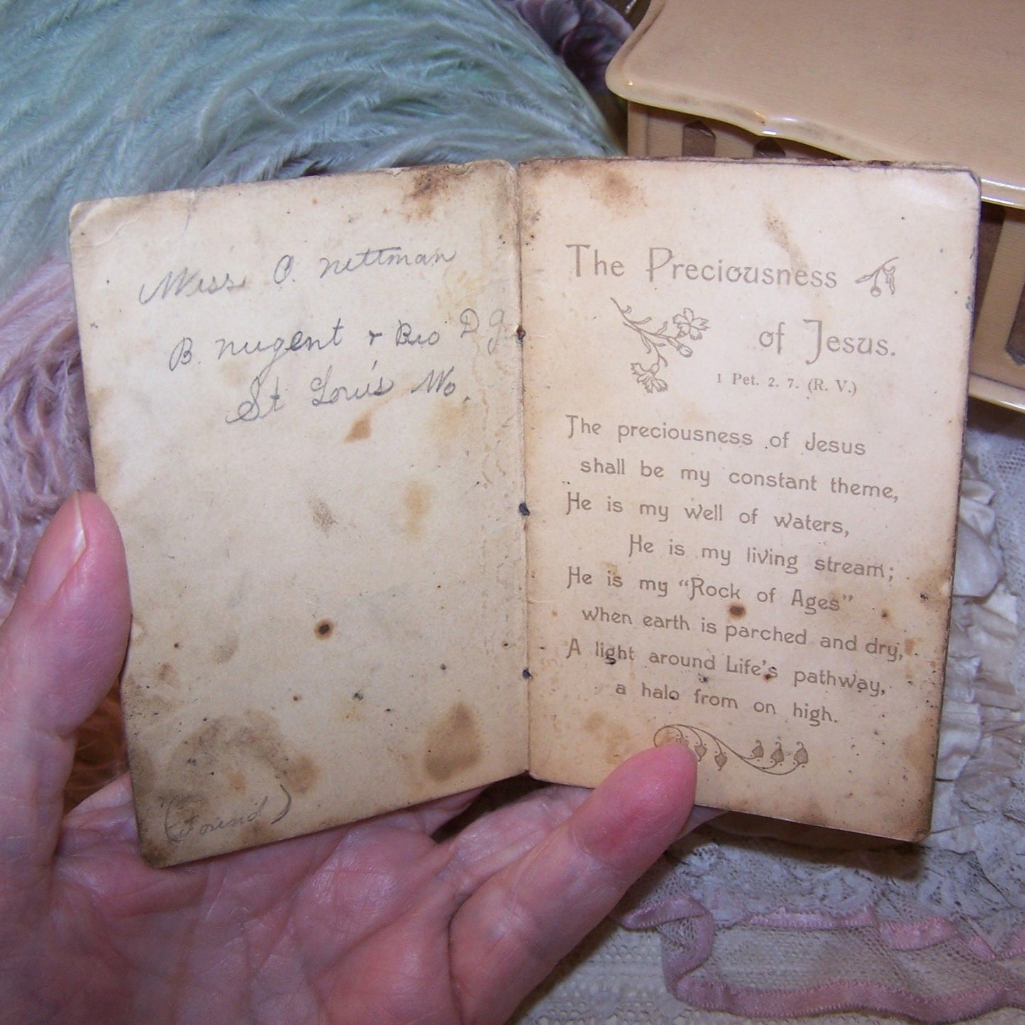 Antique Poetry Booklet - The Preciousness of Jesus | Lovely Angel Graphics