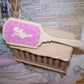Vintage Pink/Cream Plastic Baby Brush - Cherub Blowing Trumpet