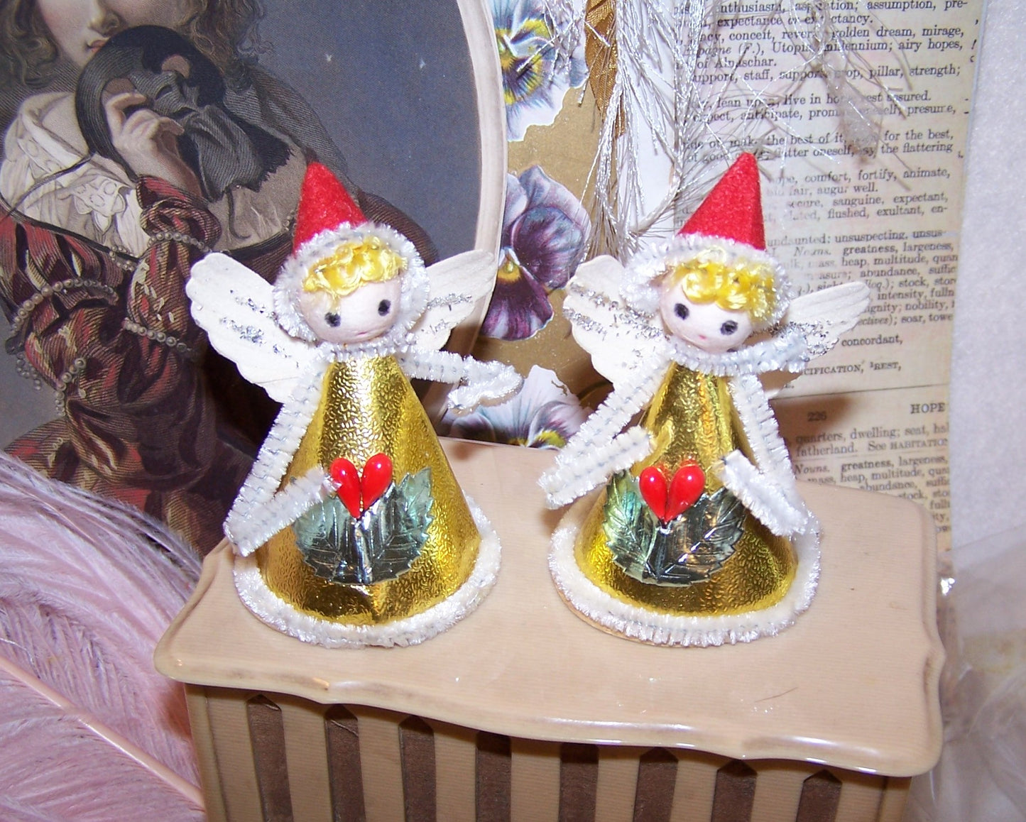 Set/2 Vintage Made in Japan Christmas Ornaments - Pixie Angels