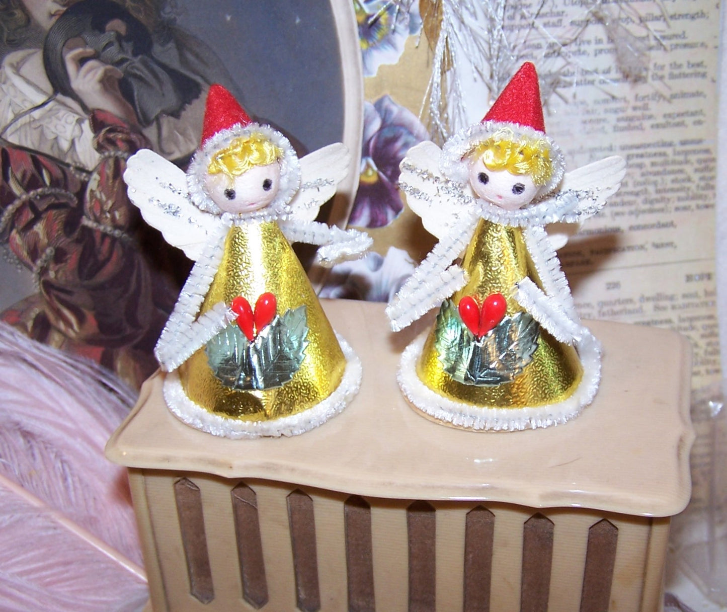Set/2 Vintage Made in Japan Christmas Ornaments - Pixie Angels