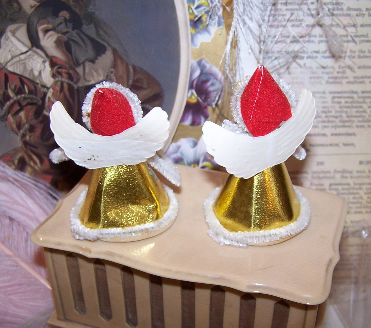 Set/2 Vintage Made in Japan Christmas Ornaments - Pixie Angels