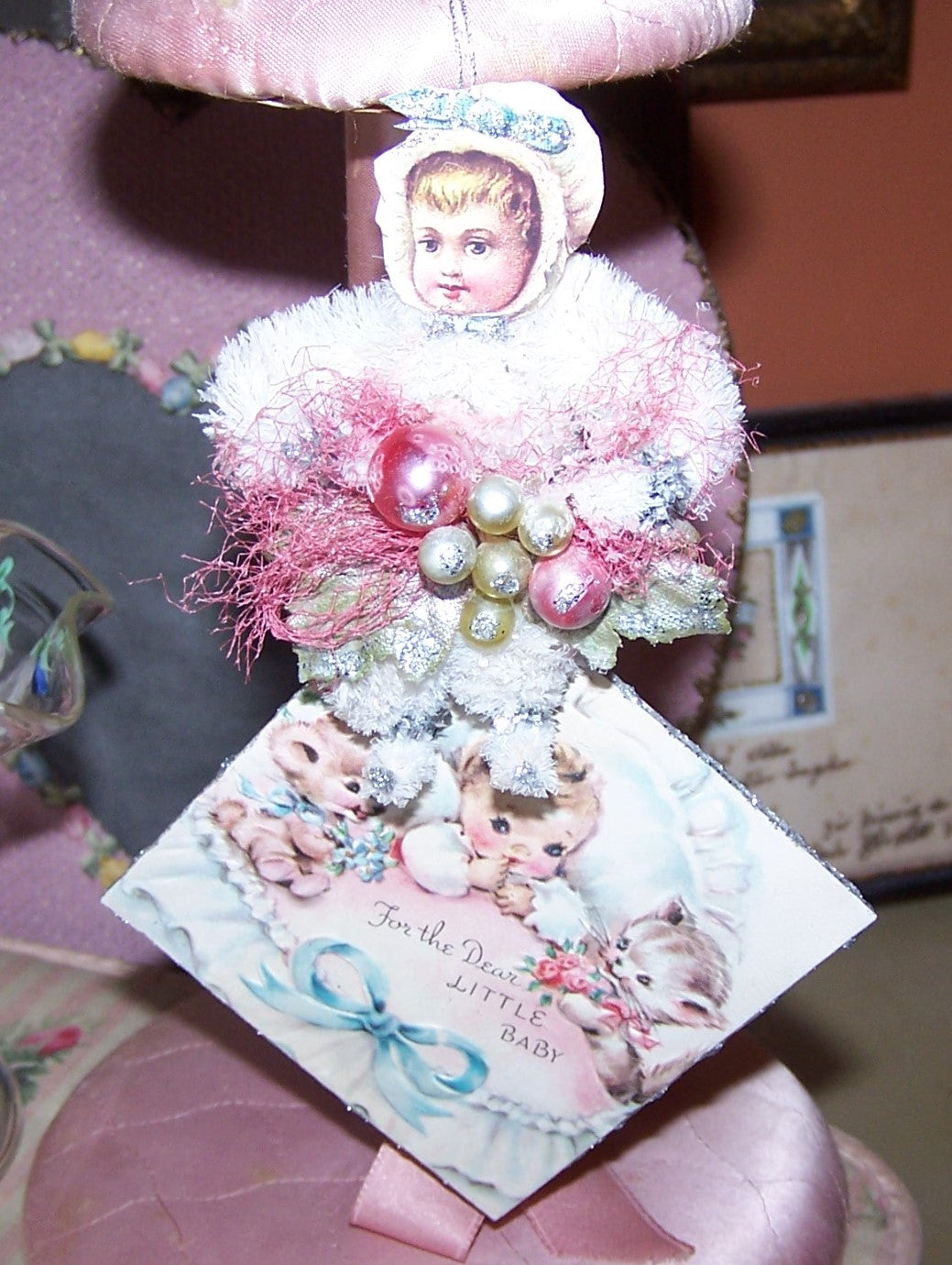 Handcrafted Chenille Ornament - For the Dear Little Baby Girl