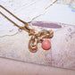 KREMENTZ Art Nouveau 14K Gold Enamel Pearl and Coral Pendant Lavaliere