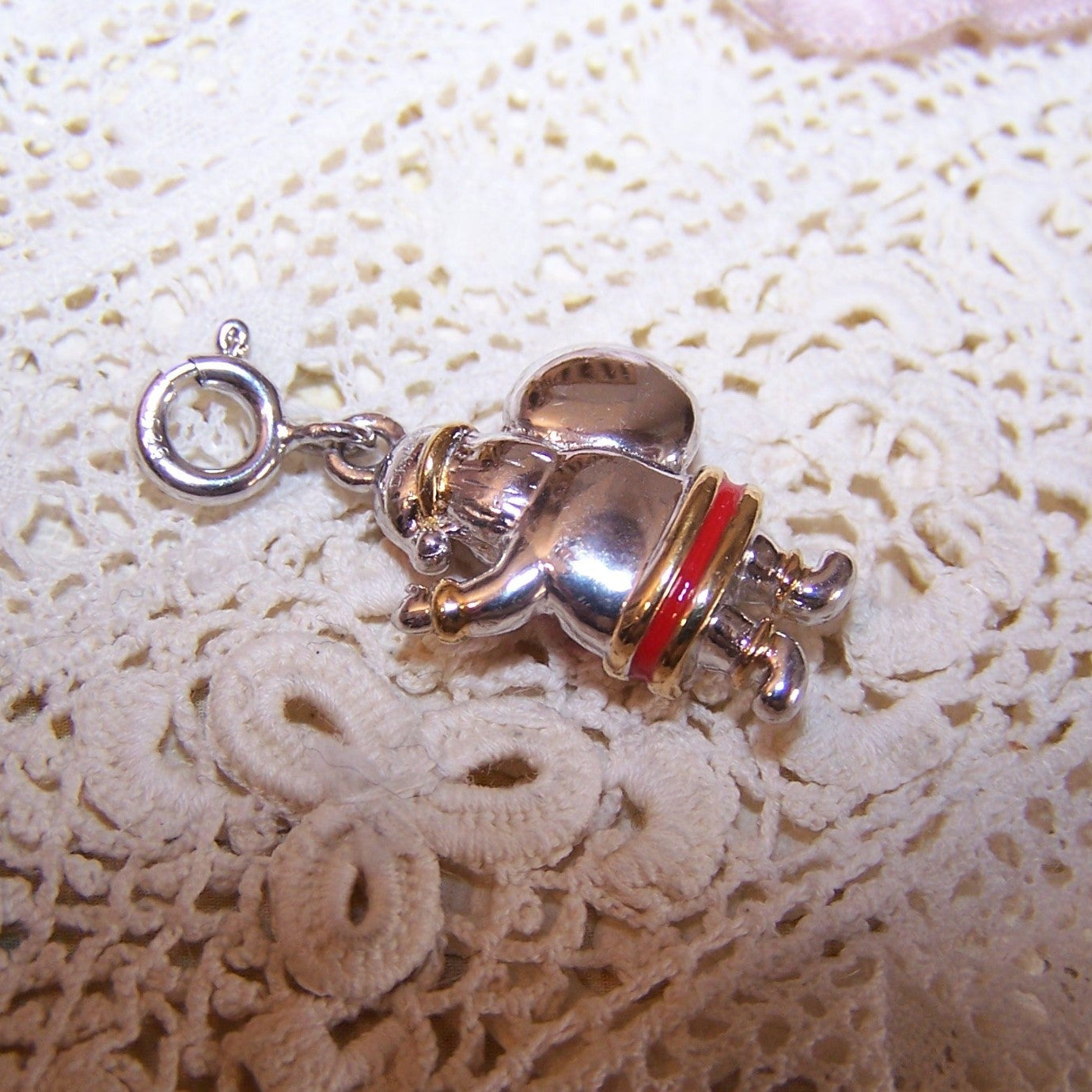 D'Joy Sterling Silver Enamel Clip On Charm - Santa Claus
