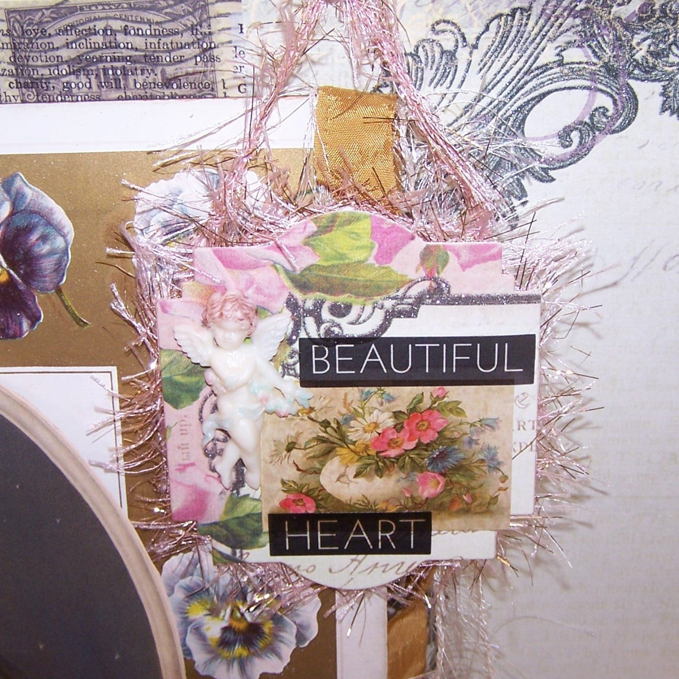 Mixed Media Victorian Revival Angel Ornament - BEAUTIFUL HEART