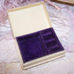 ART DECO Celluloid Jewelry Box - Purple Velvet Interior | 3 Ring Slot