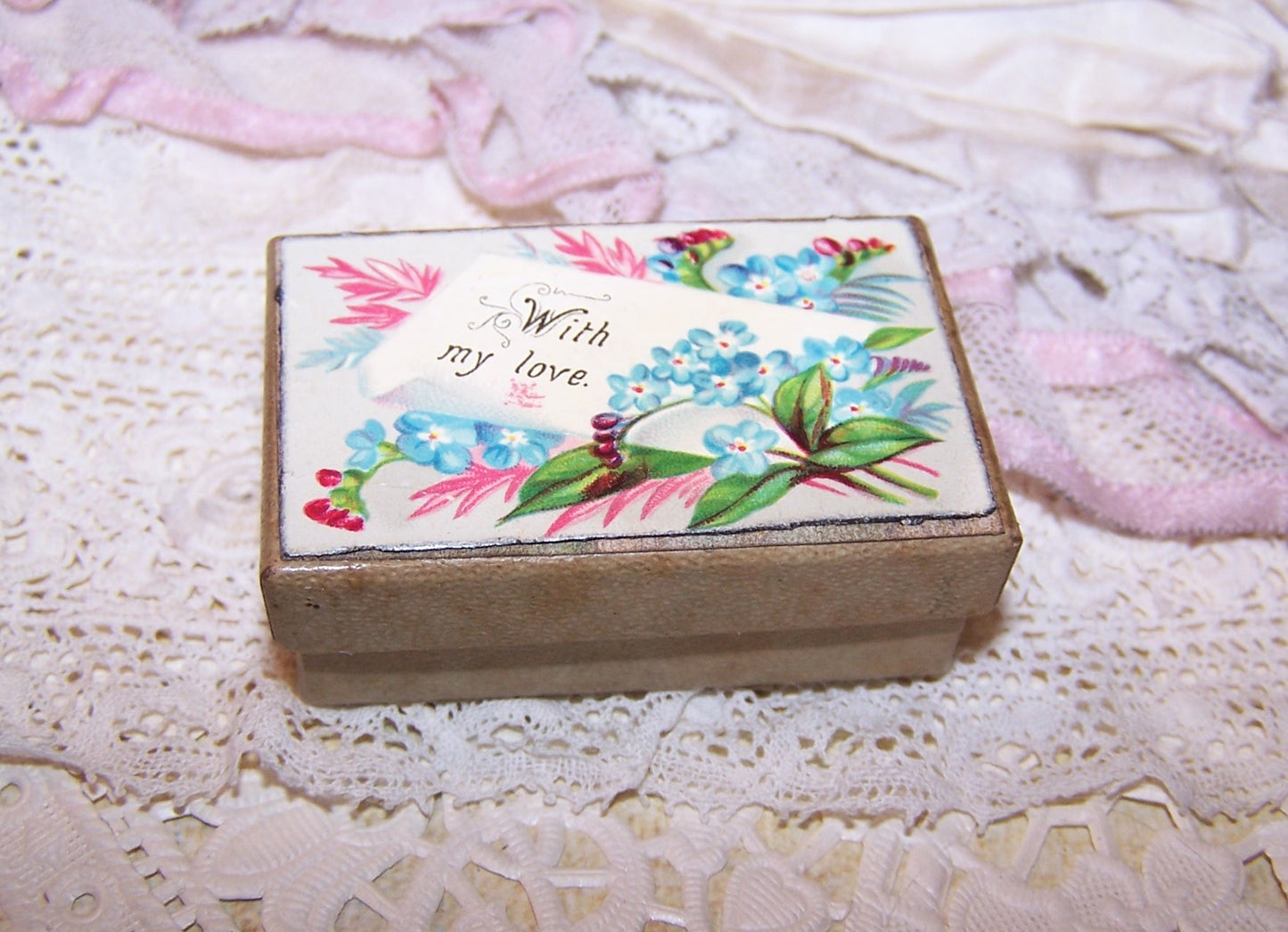 Antique Victorian Jewelry / Trinket / Display Box - With My Love