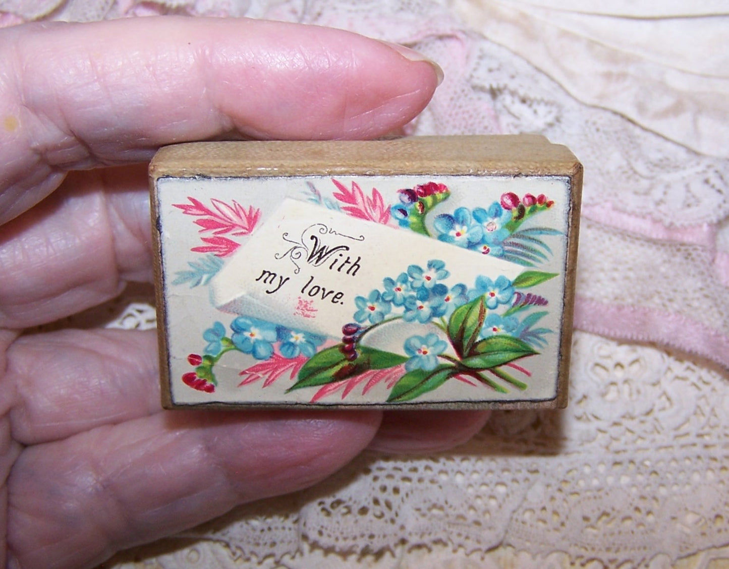 Antique Victorian Jewelry / Trinket / Display Box - With My Love