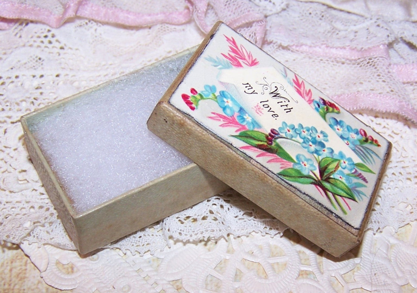 Antique Victorian Jewelry / Trinket / Display Box - With My Love