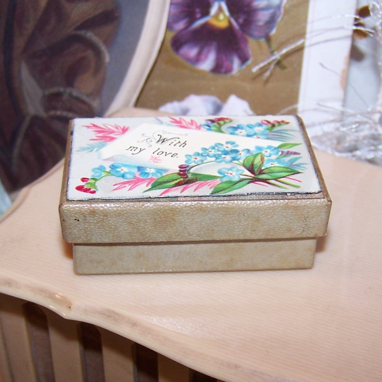 Antique Victorian Jewelry / Trinket / Display Box - With My Love